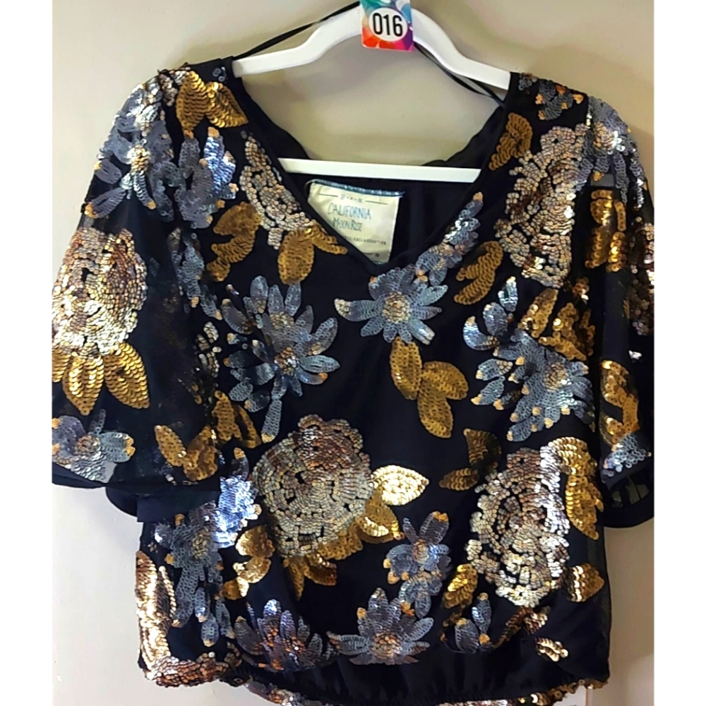 Black Sequin Blouse